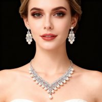 SET721 - Bridal Necklace and Earrings Two-Piece Set